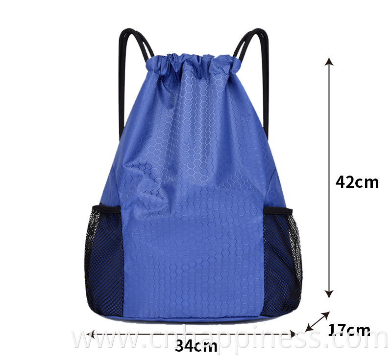 Custom Waterproof Travel Polyester Nylon Fabric Drawstring Pouch Bag Gym Sports Shoe Storage Organizer Men Drawstring Backpack